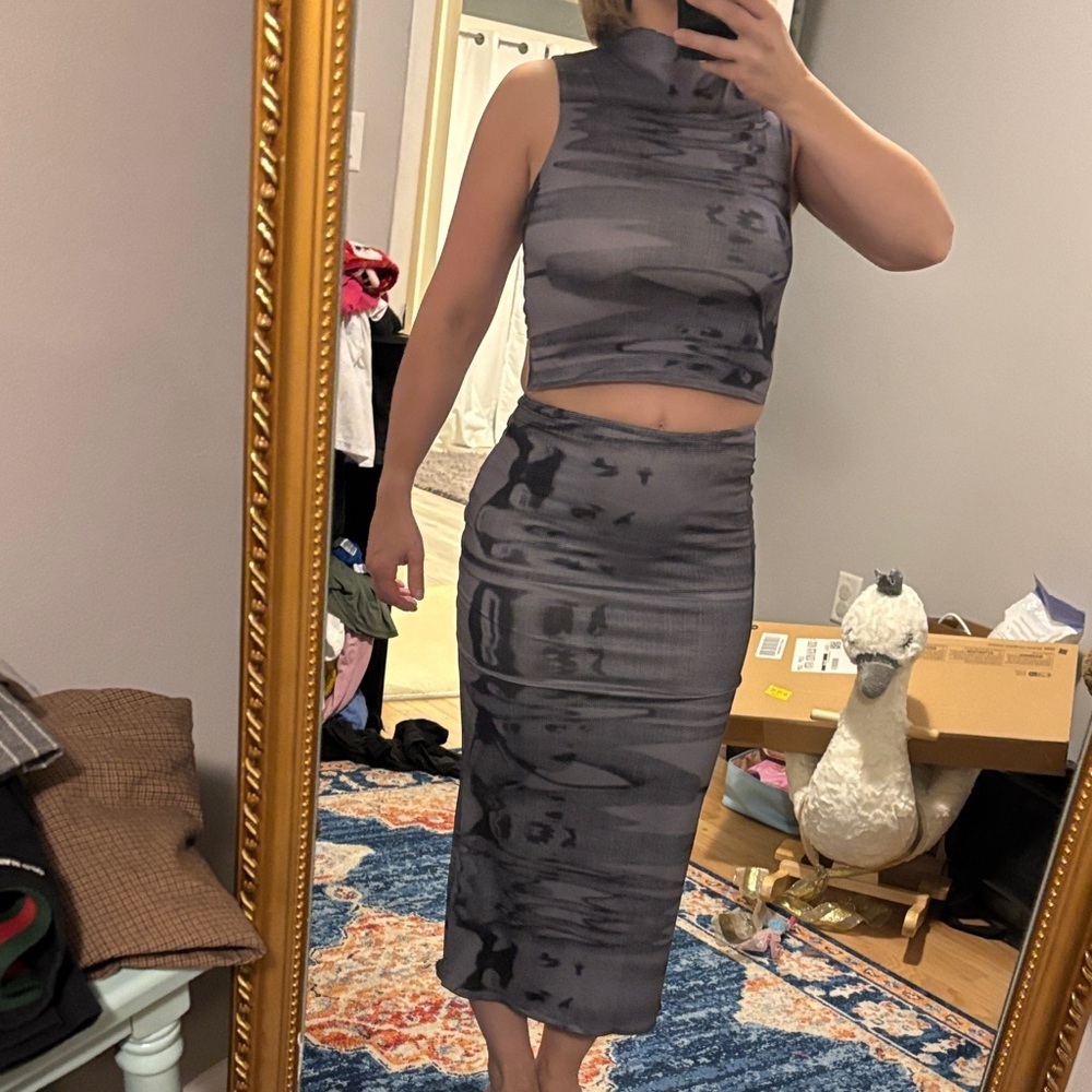 Gray Women's Skirt Set